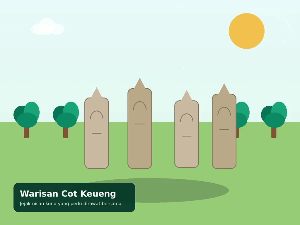 Ilustrasi nisan kuno di Kemukiman Cot Keueng